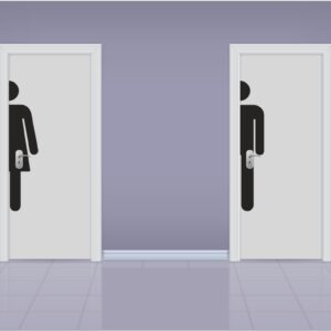 Toiletten Tür Aufkleber mit halbem Piktogramm